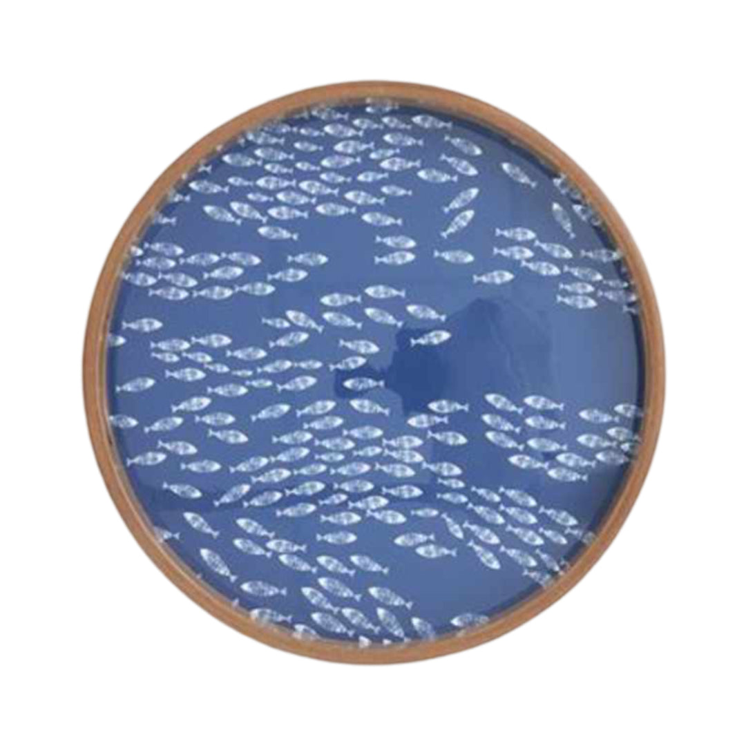 Large Flat Enamel Bamboo Bowls - 30cm